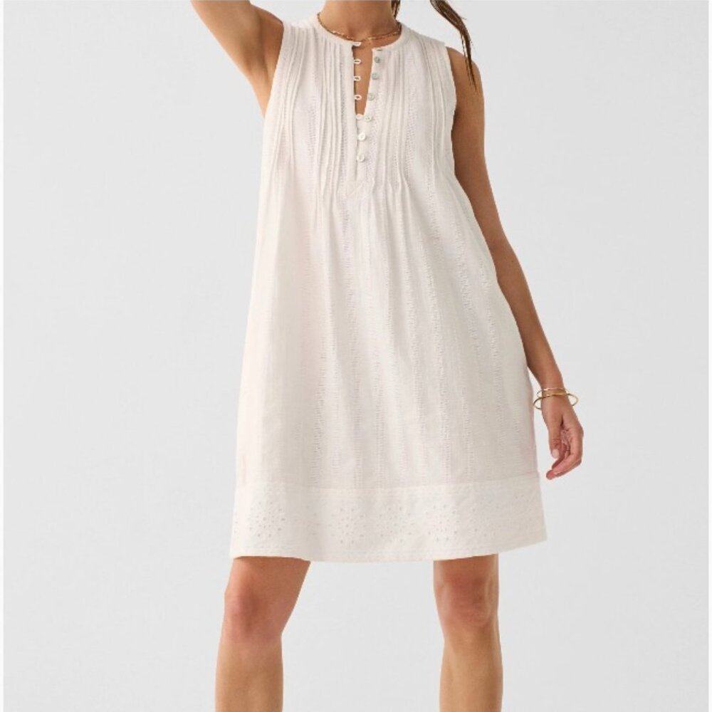 Faherty Isha Eyelet Mini Dress | Small | Lined | Pockets | EUC